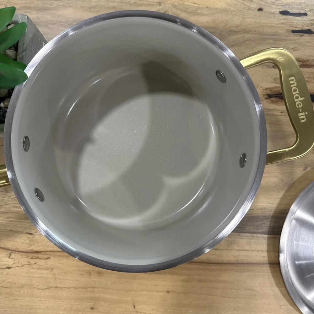 Made In 4 qt Ceramic Coated Stainless Steel Saucepan, Ind/Ele/Gas w/ Lid‎
